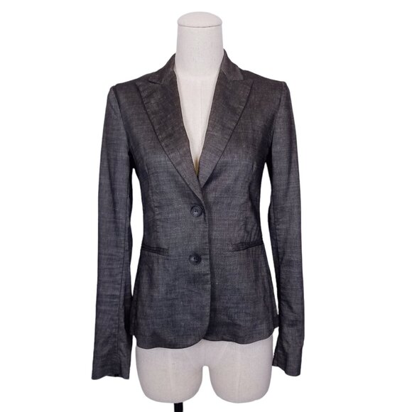 Theory Wool & Linen Blend Blazer Gray Sz 2 - Picture 1 of 9